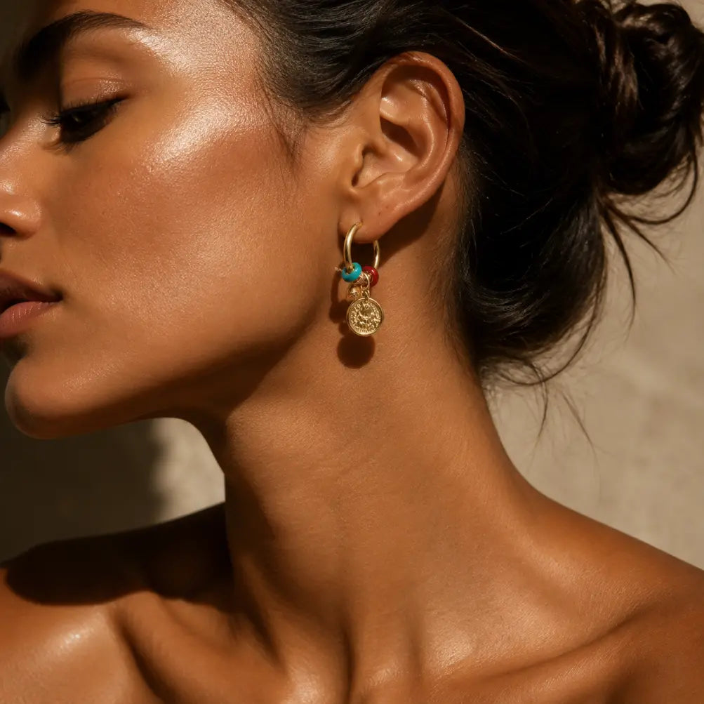 Asymmetric Boho Bell & Coin Drop Earrings | Enamel Copper Alloy