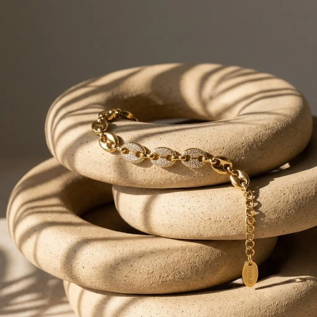 Coffee Bean Chain Bracelet | 18K Gold Plated Titanium Steel Hypoallergenic