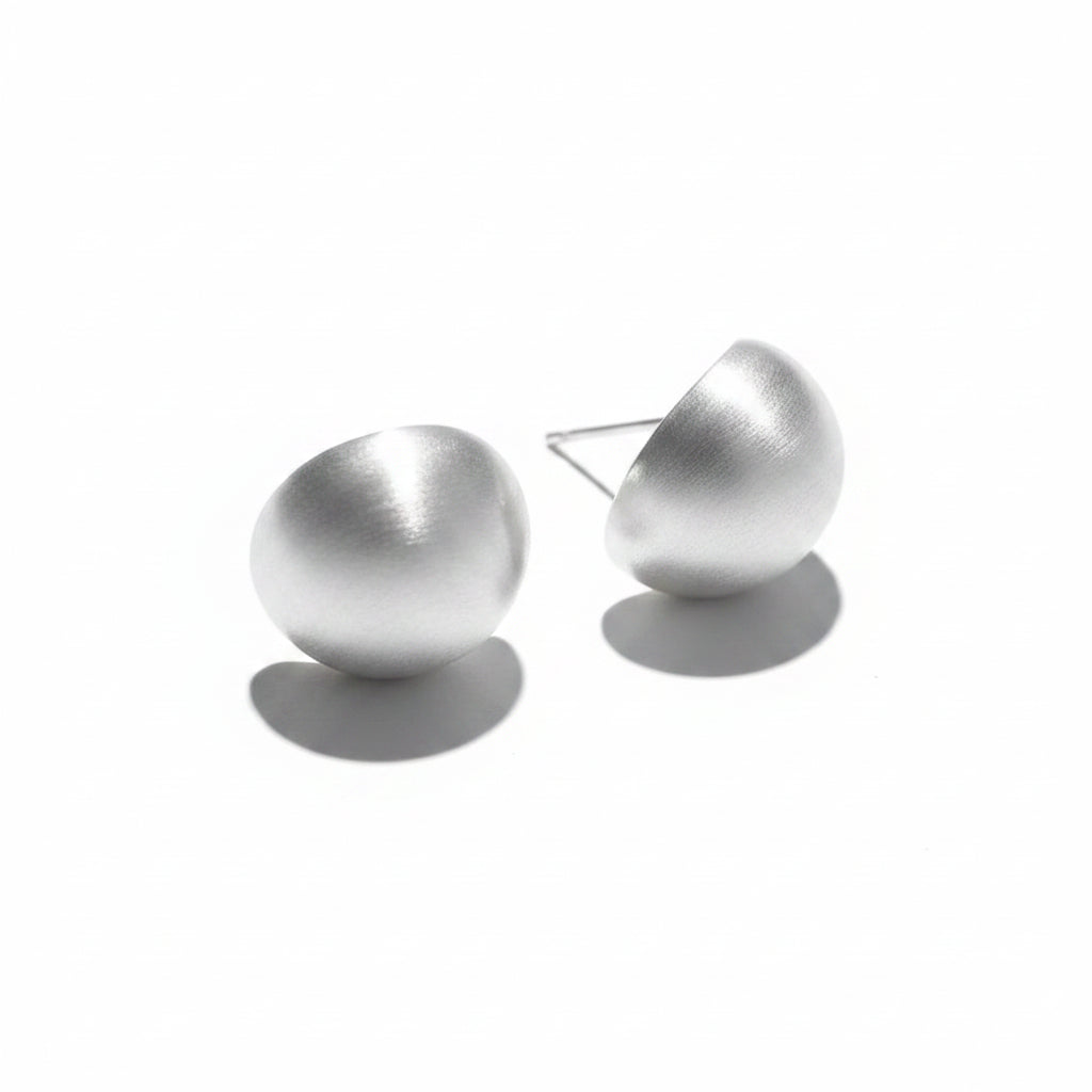Dome Stud Earrings | Brushed Finish Copper Alloy