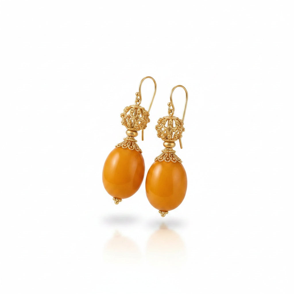 Vintage Filigree Nanhong Agate Earring