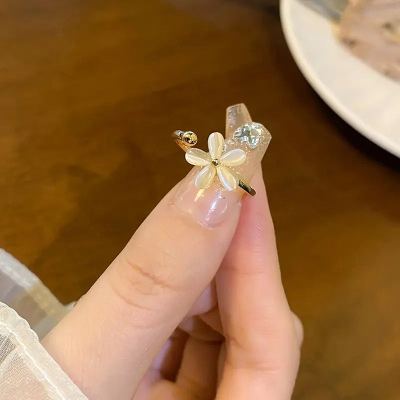 Bague Fleur Œil de Chat pour Femme | Plaqué Or Cuivre Bande Réglable