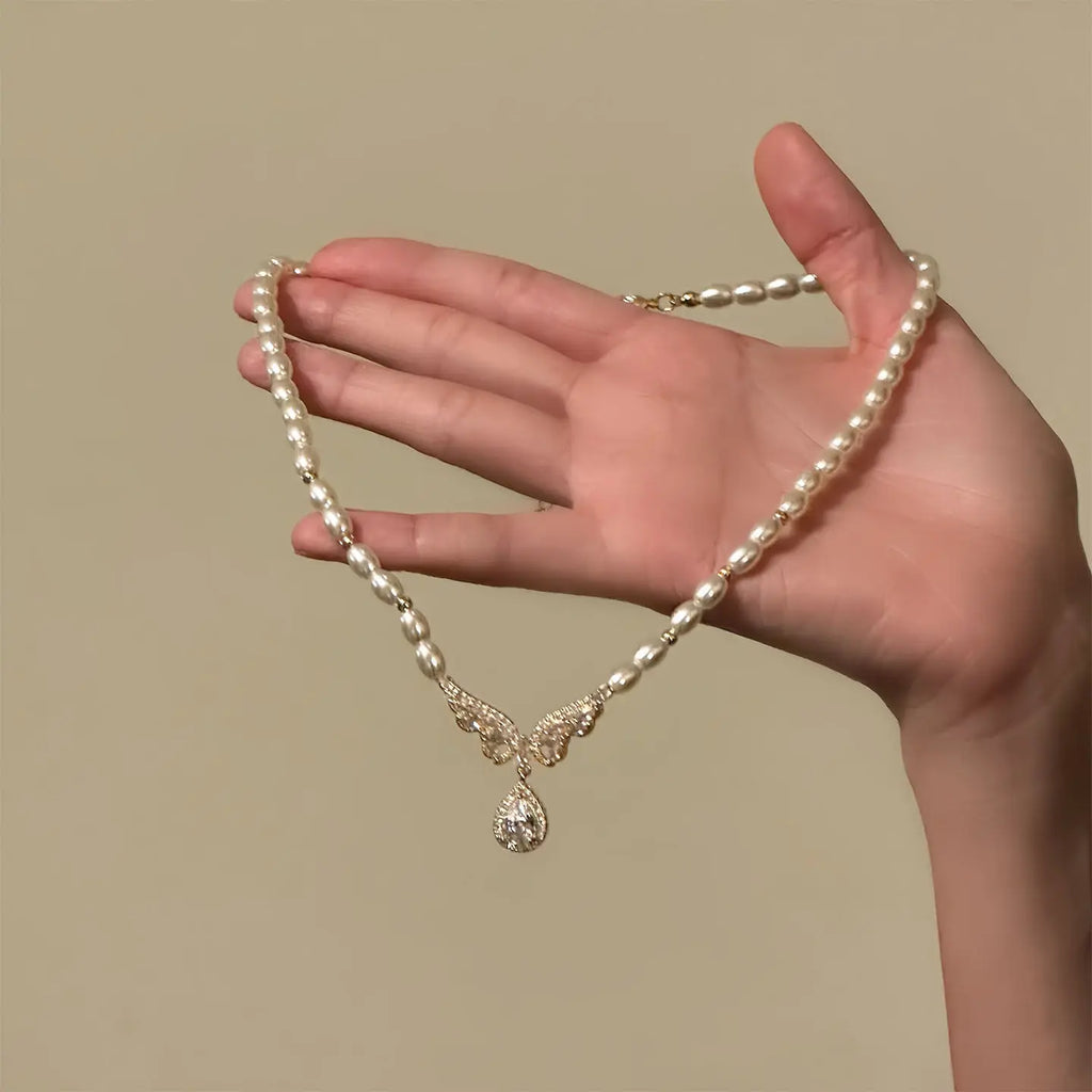 Freshwater Pearl Necklace | 18K Gold Plated Copper & Micro-Pave Zirconia