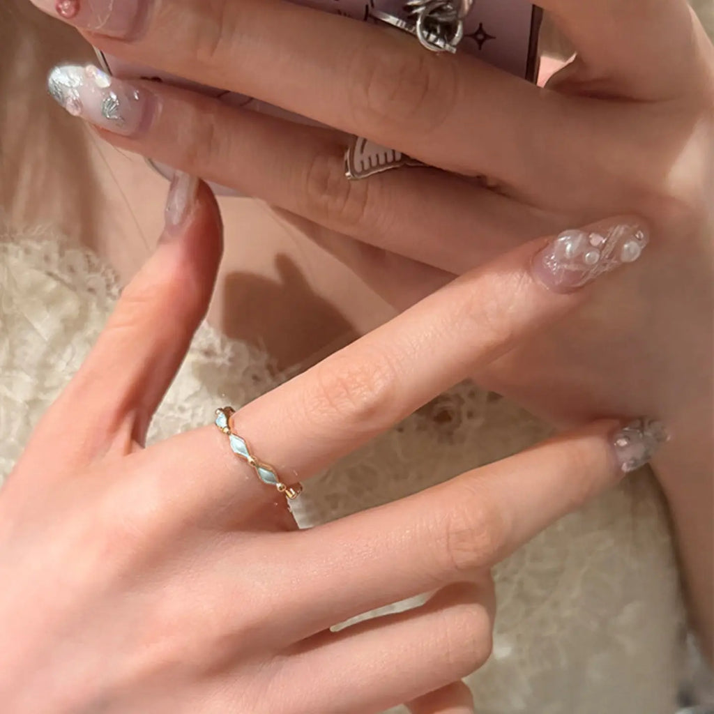 Bague diamant géométrique | Alliage Zircon & Émail, Taille Ajustable
