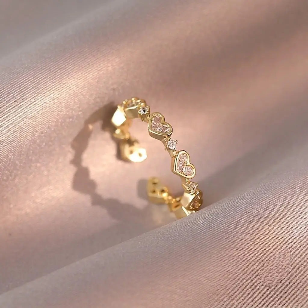 Heart Zirconia Ring for Women | Alloy Adjustable Open Band