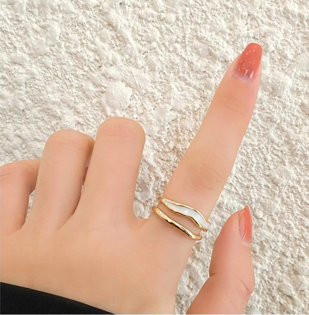 Irregular Stacked Ring for Women | Alloy Open Band Layered Look