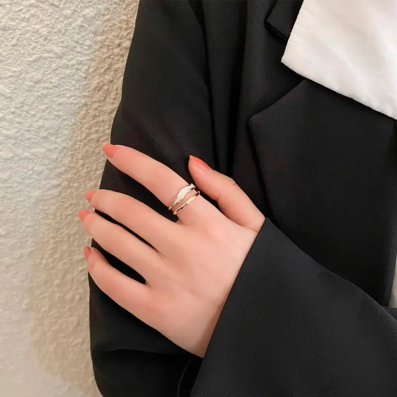 Irregular Stacked Ring for Women | Alloy Open Band Layered Look