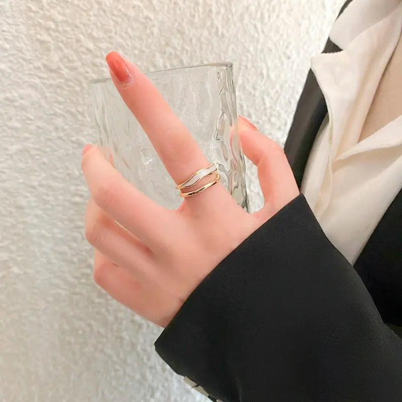 Irregular Stacked Ring for Women | Alloy Open Band Layered Look
