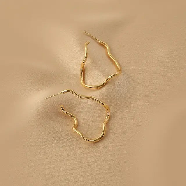 Irregular Wave Hoop Earrings | Gold-Tone Alloy