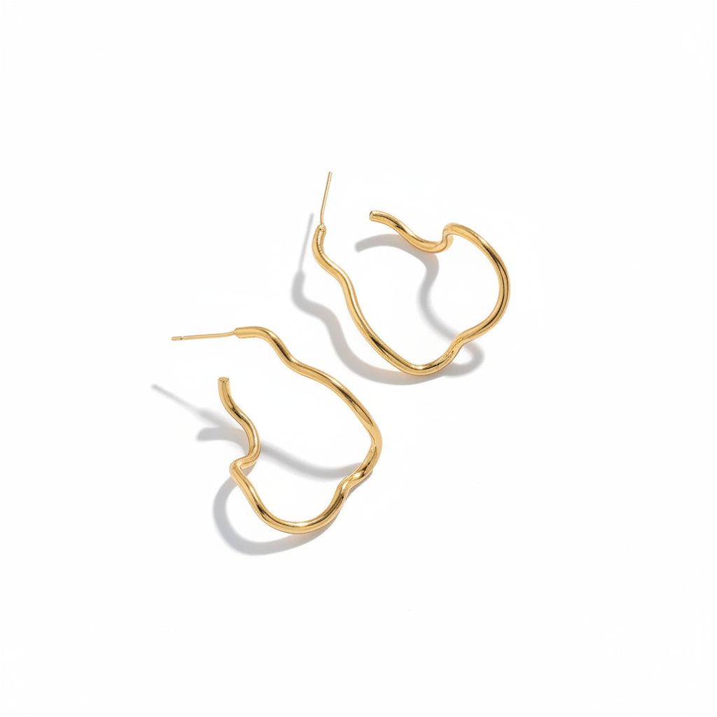 Irregular Wave Hoop Earrings | Gold-Tone Alloy