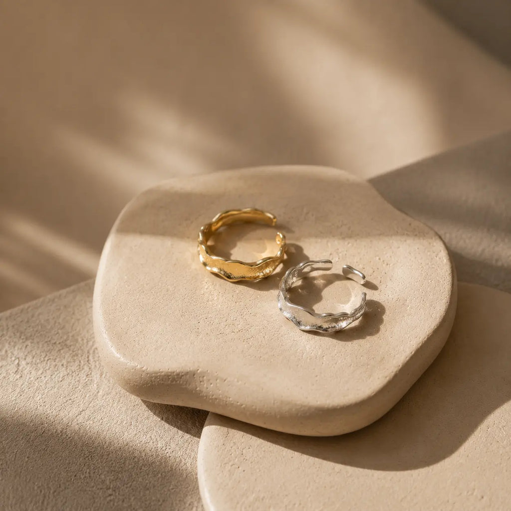 Irregular Wide Band Ring for Women | Copper Adjustable Open Ring