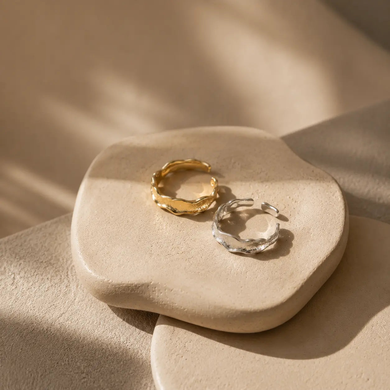 Bague large irrégulière pour femmes | Bague ouverte ajustable en cuivre