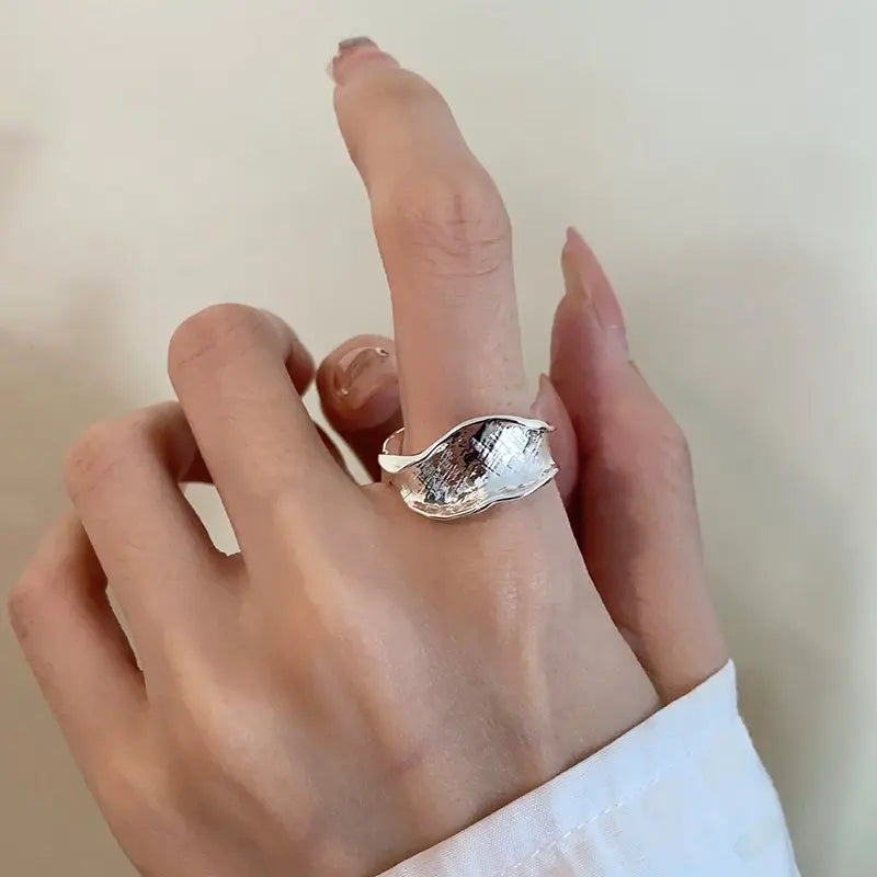 Bague large irrégulière pour femmes | Bague ouverte ajustable en cuivre