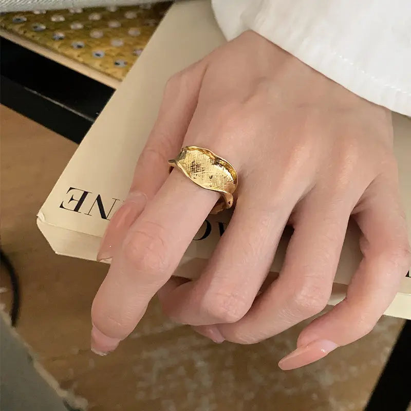 Bague large irrégulière pour femmes | Bague ouverte ajustable en cuivre