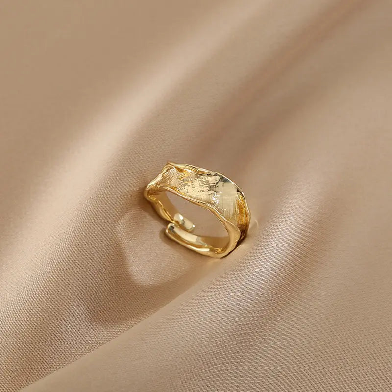 Irregular Wide Band Ring for Women | Copper Adjustable Open Ring