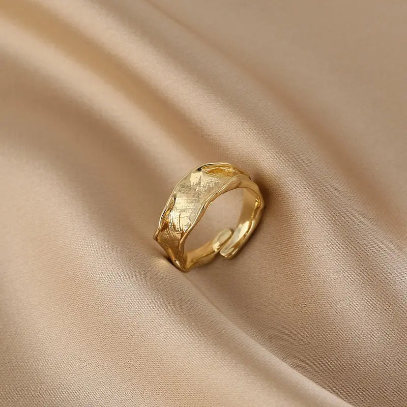 Bague large irrégulière pour femmes | Bague ouverte ajustable en cuivre