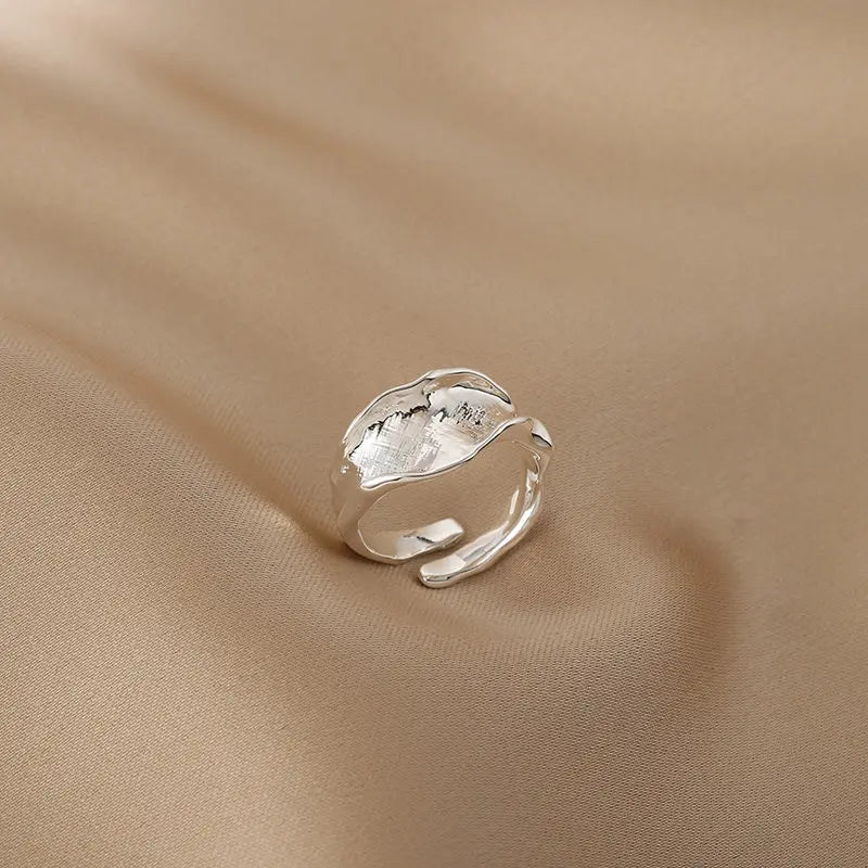 Irregular Wide Band Ring for Women | Copper Adjustable Open Ring