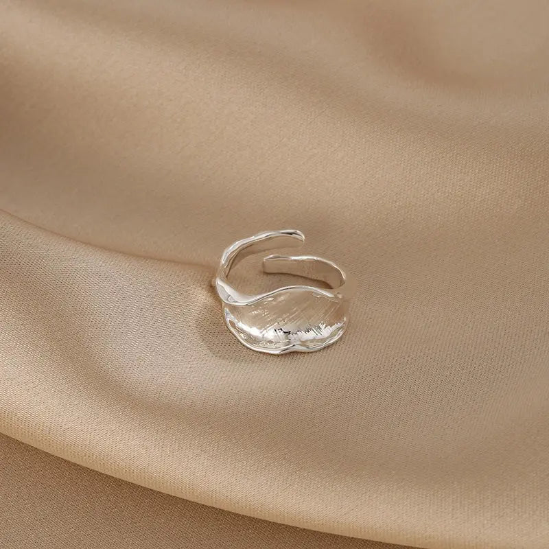 Irregular Wide Band Ring for Women | Copper Adjustable Open Ring