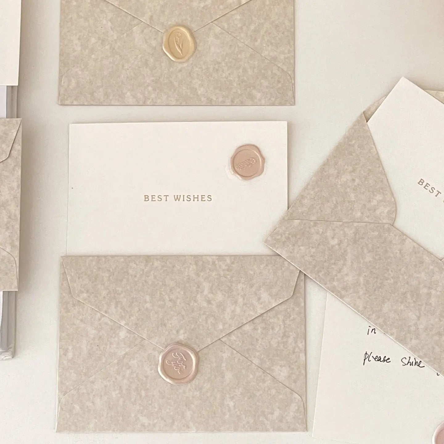 Ivory Wax Seal Envelope & Greeting Card Set | Beige Gift Card with Best Wishes