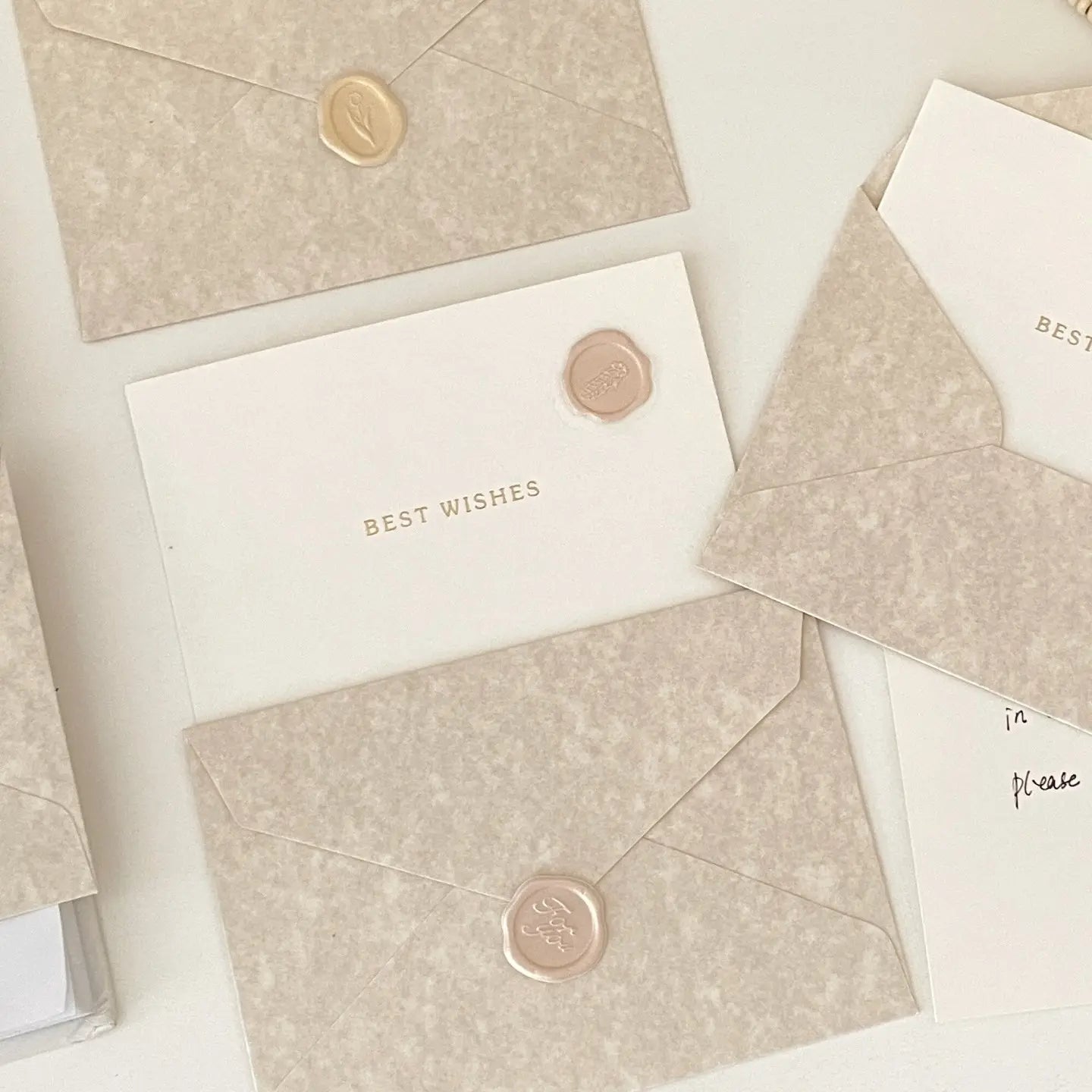 Ivory Wax Seal Envelope & Greeting Card Set | Beige Gift Card with Best Wishes