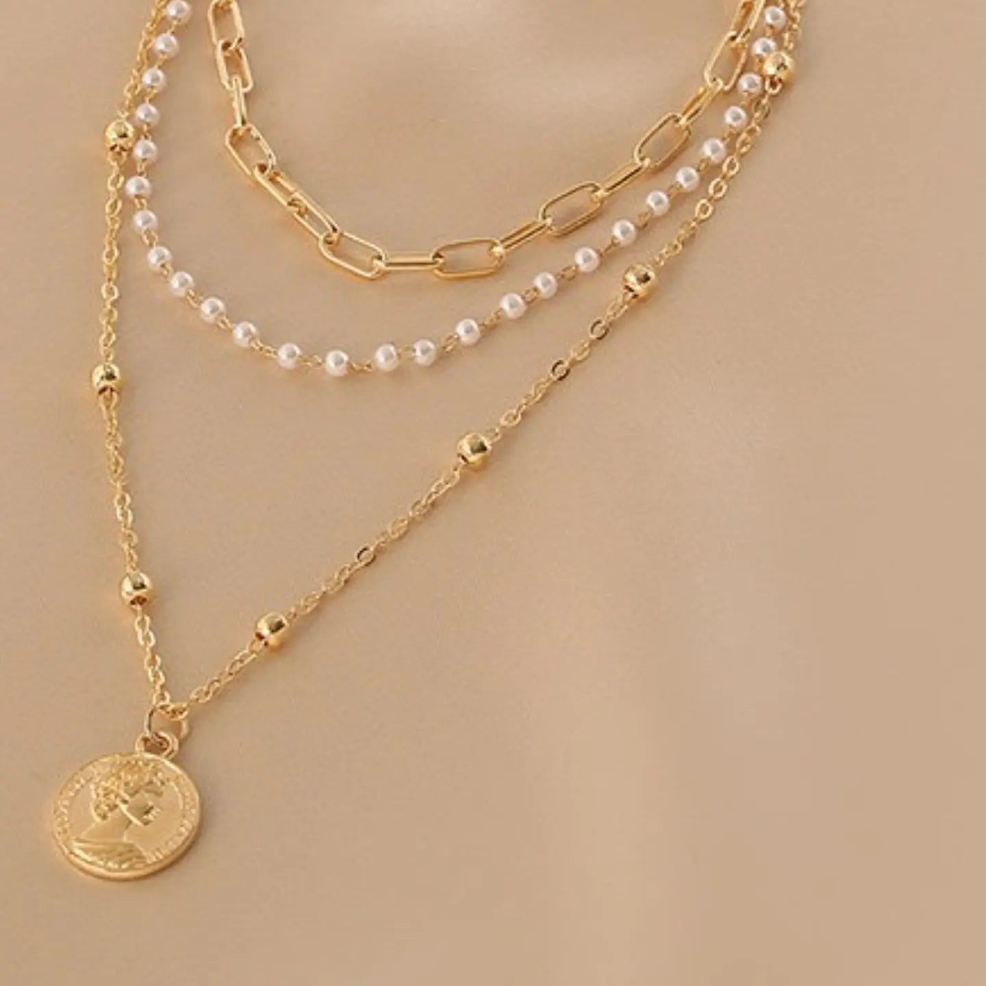 Layered Pearl Necklace for Women | Alloy & Faux Pearl Double Chain