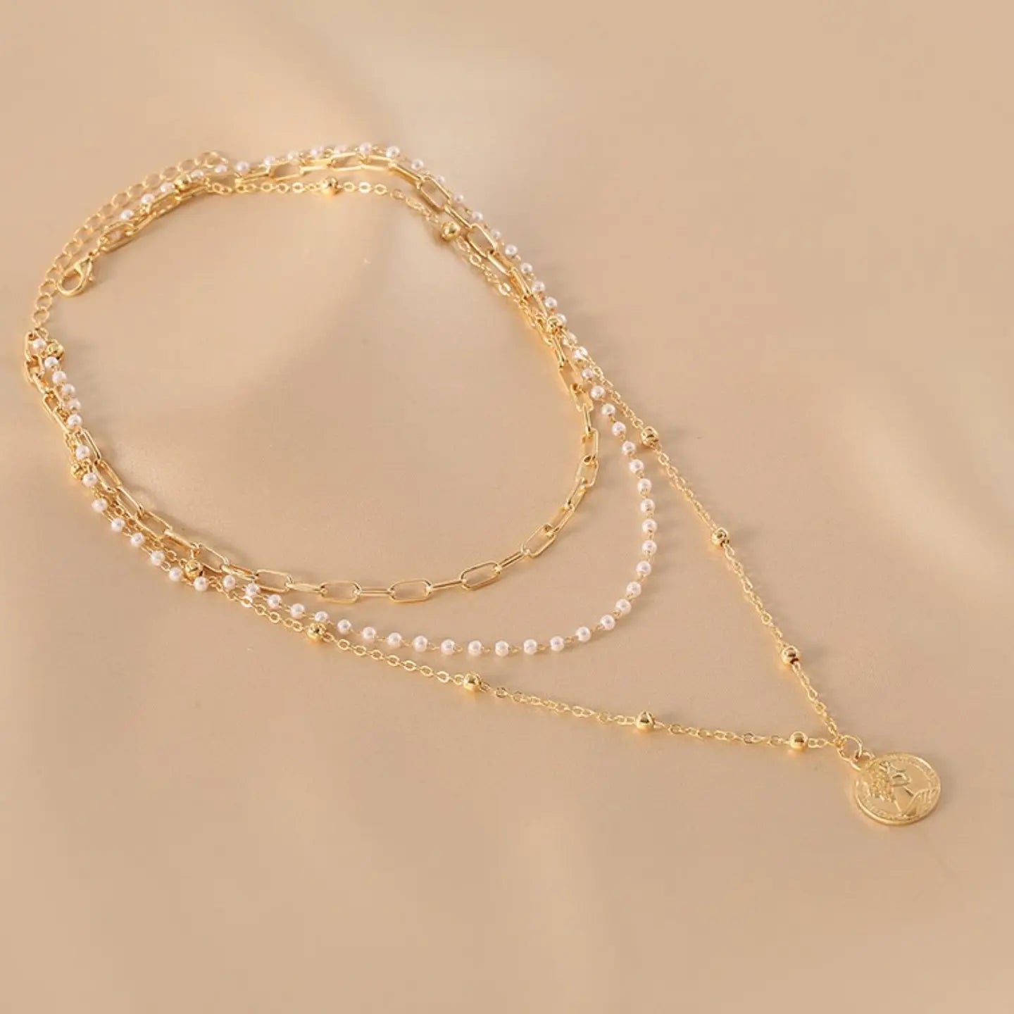Layered Pearl Necklace for Women | Alloy & Faux Pearl Double Chain