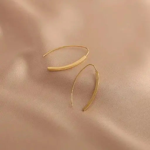 Minimalist Arc Threader Earrings | Gold-Tone Alloy
