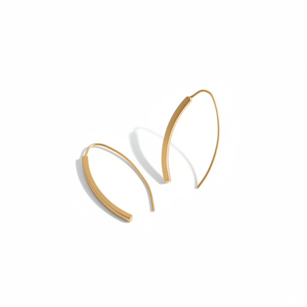 Minimalist Arc Threader Earrings | Gold-Tone Alloy
