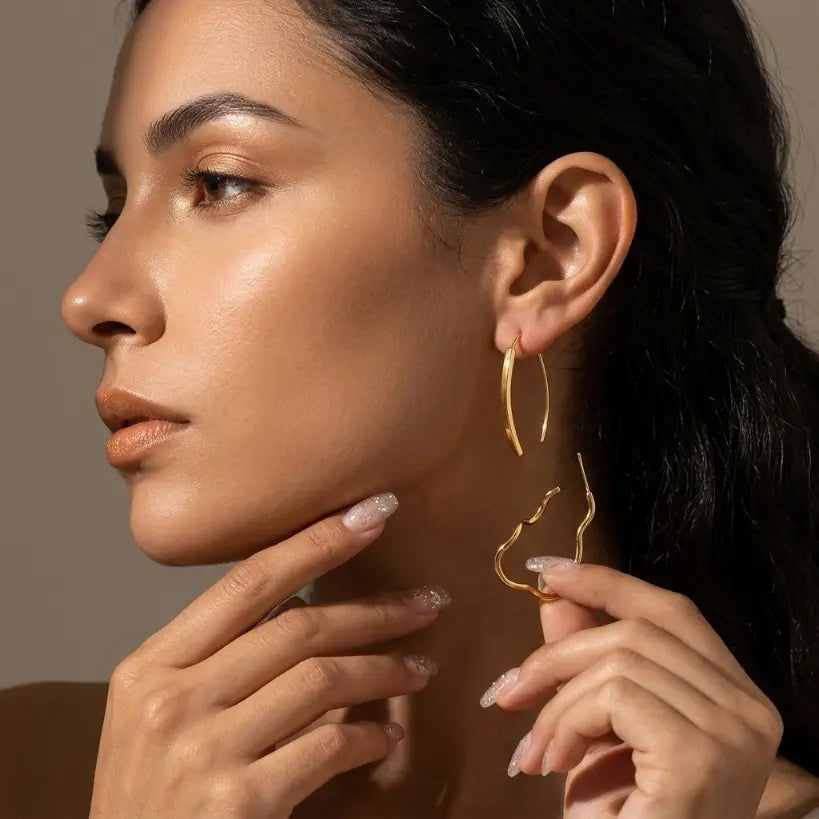 Minimalist Arc Threader Earrings | Gold-Tone Alloy