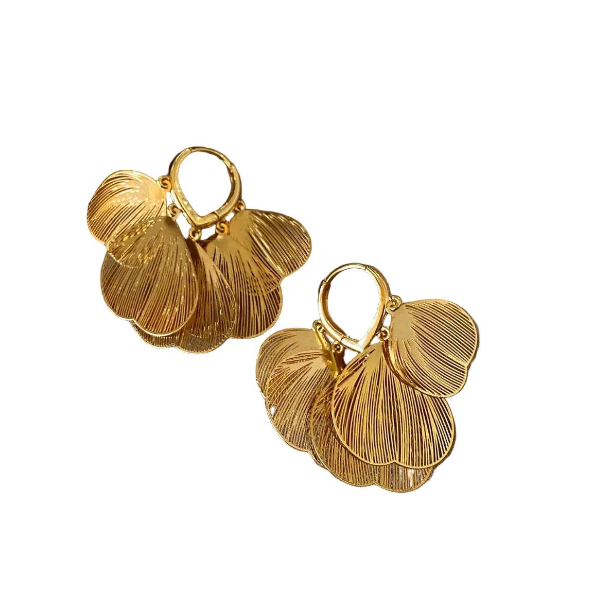 Multi-Petal Layered Drop Earrings | Gold-Tone Copper Alloy