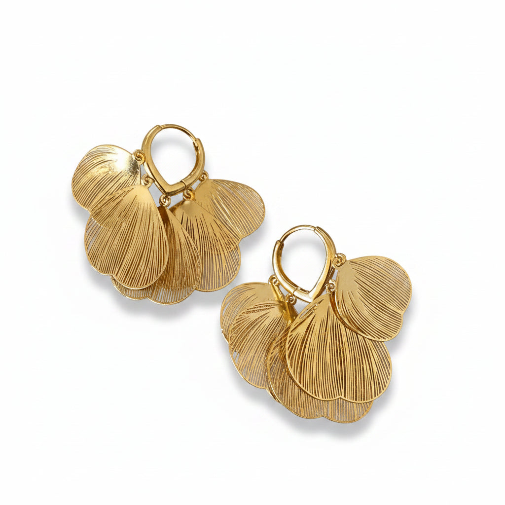Multi-Petal Layered Drop Earrings | Gold-Tone Copper Alloy
