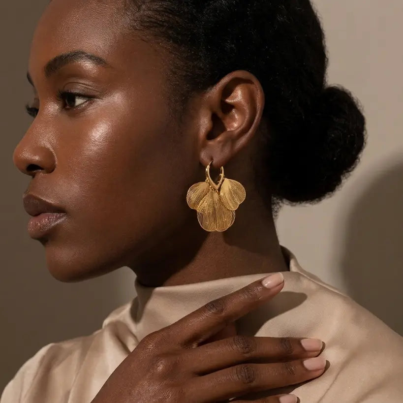 Multi-Petal Layered Drop Earrings | Gold-Tone Copper Alloy