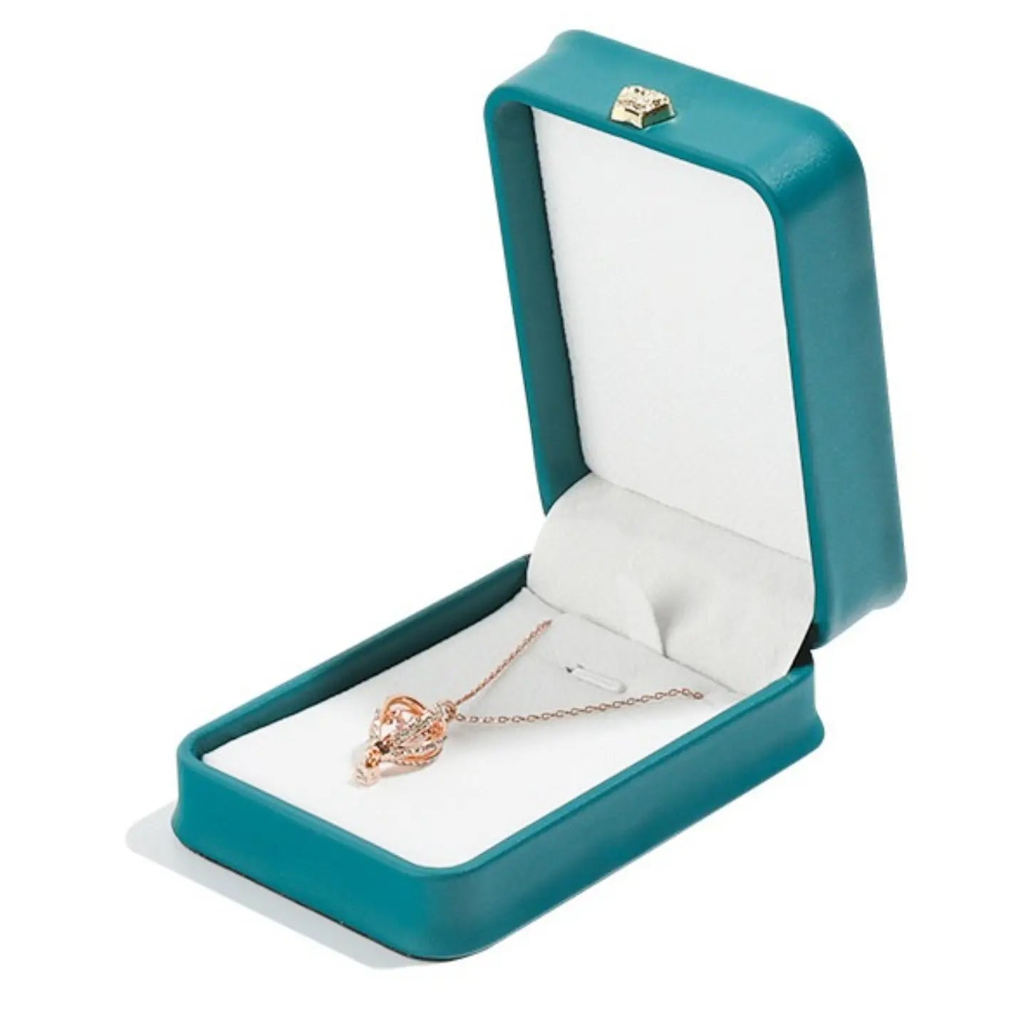 Peacock Green Jewelry Box | PU Leather Crown Clasp Gift Box — 6 Sizes