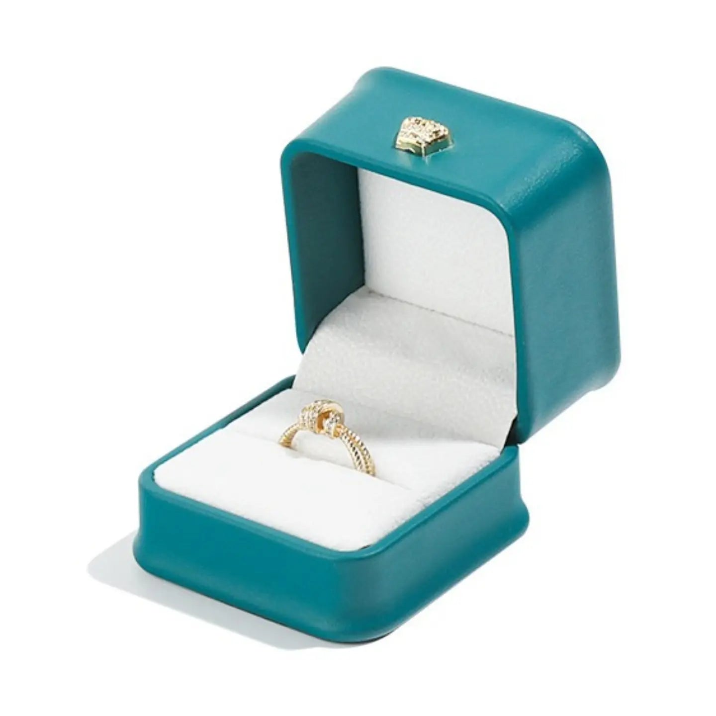 Peacock Green Jewelry Box | PU Leather Crown Clasp Gift Box — 6 Sizes