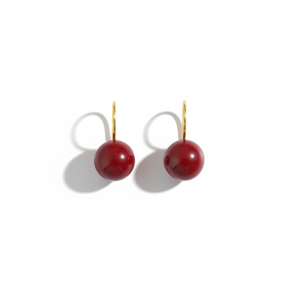 Red Cinnabar Drop | 925 Silver Earring