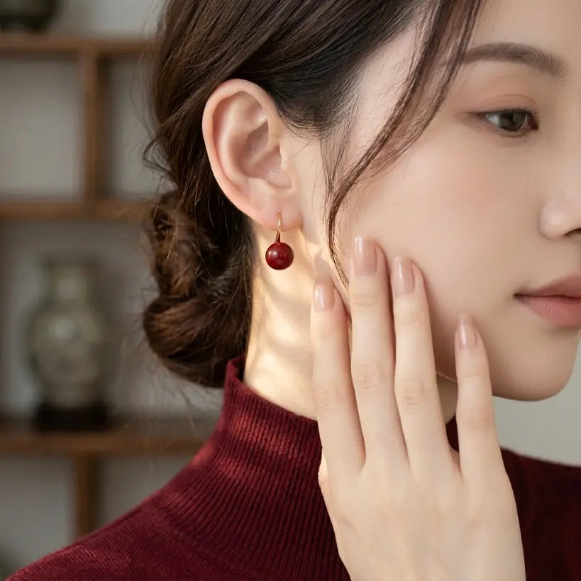 Red Cinnabar Earring