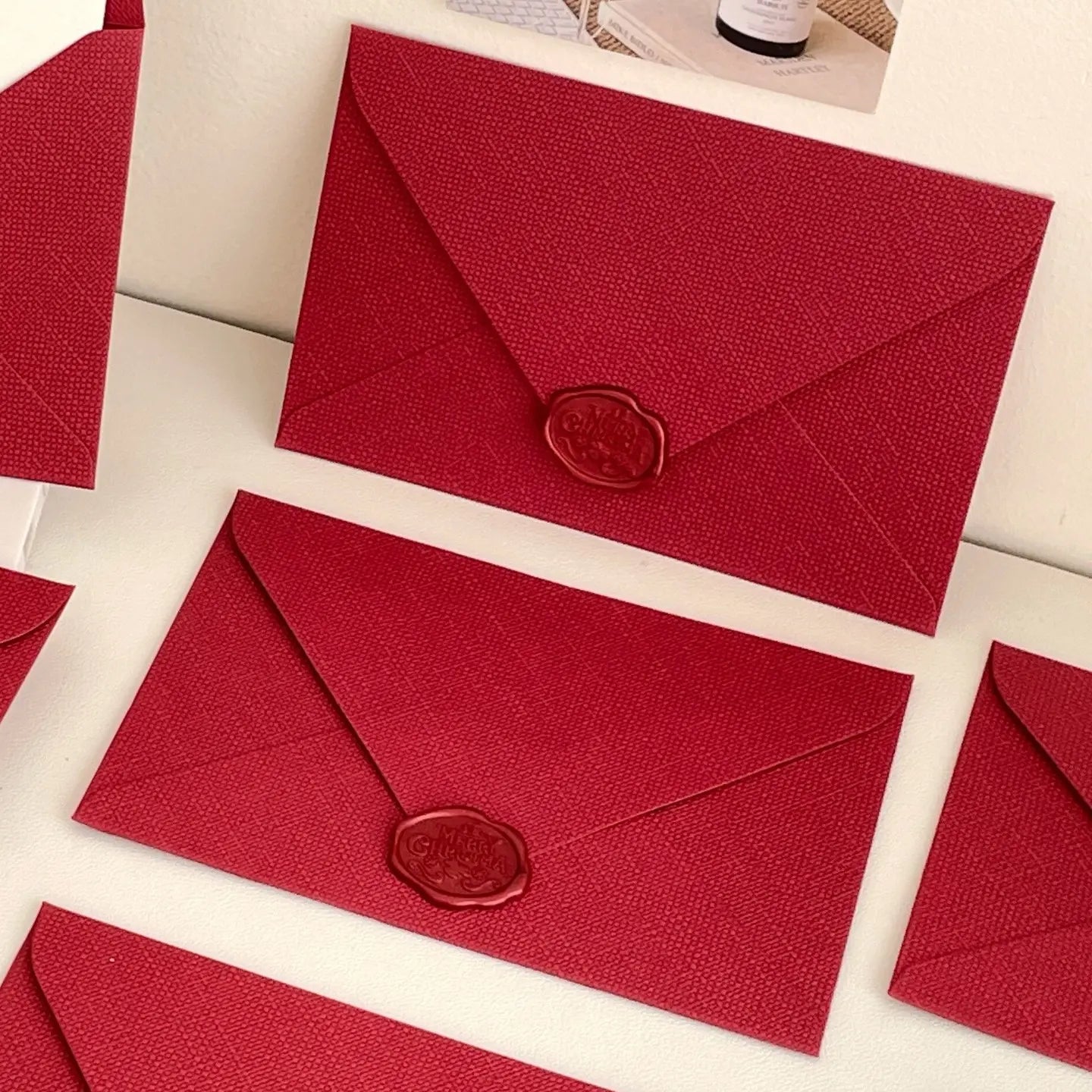 Rose Wax Seal Envelope & Greeting Card Set | Burgundy Gift Card with Best Wishes
