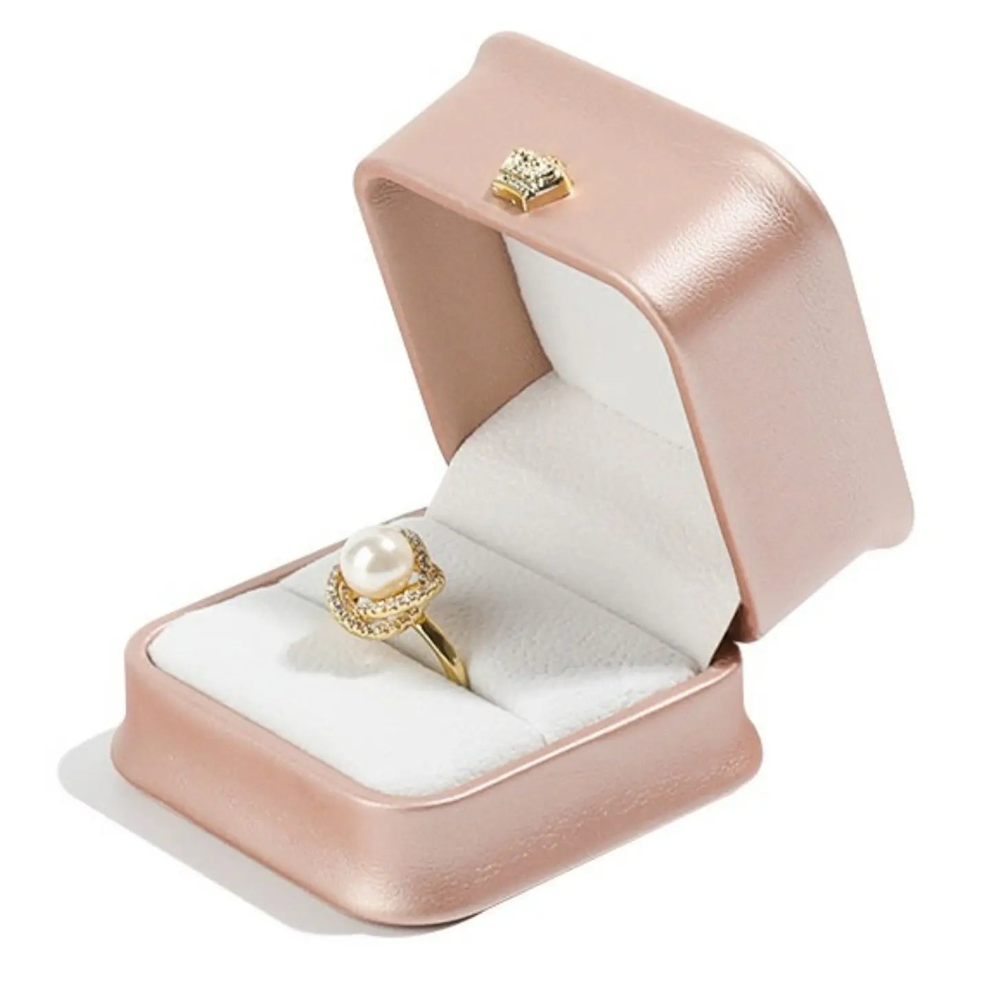 Rose Gold Jewelry Box | PU Leather Crown Clasp Gift Box — 6 Sizes