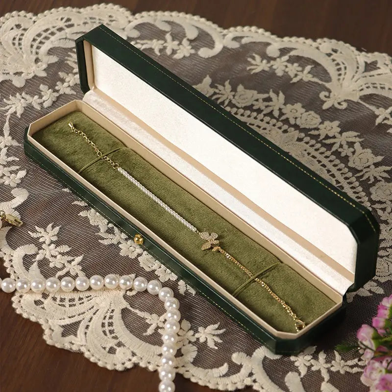 Vintage Waldgrüne Schmuckschatulle | Samtinnenfutter Achteckige Geschenkbox – 5 Größen