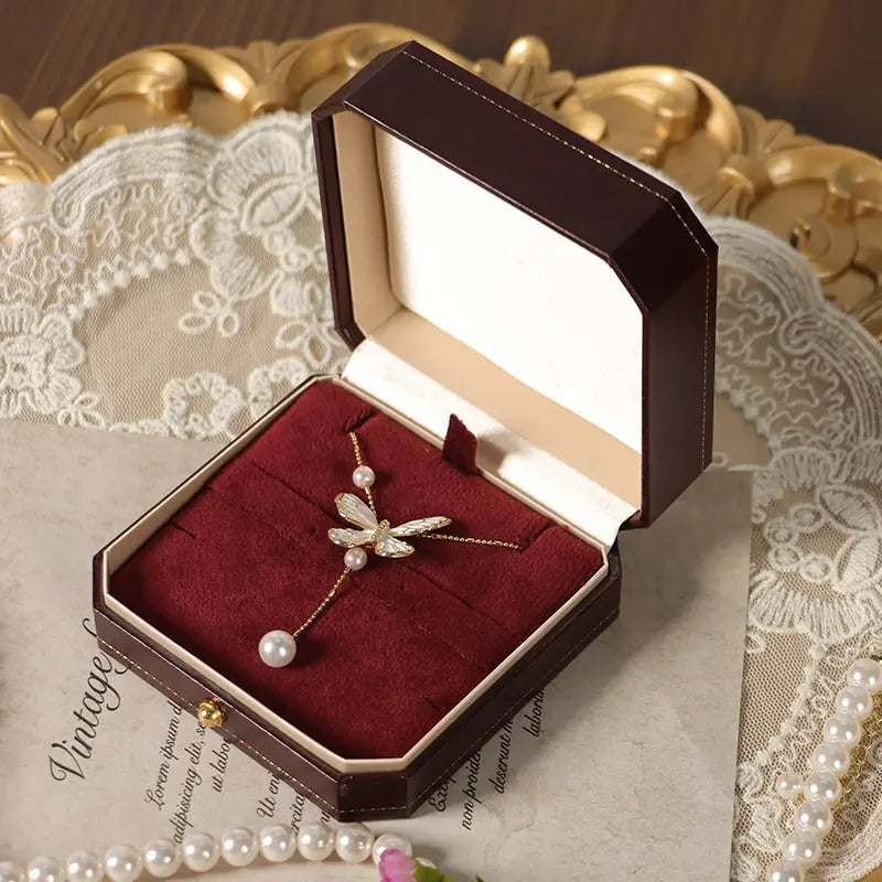 Vintage Red Jewelry Box | Velvet Interior Octagon Gift Box — 5 Sizes