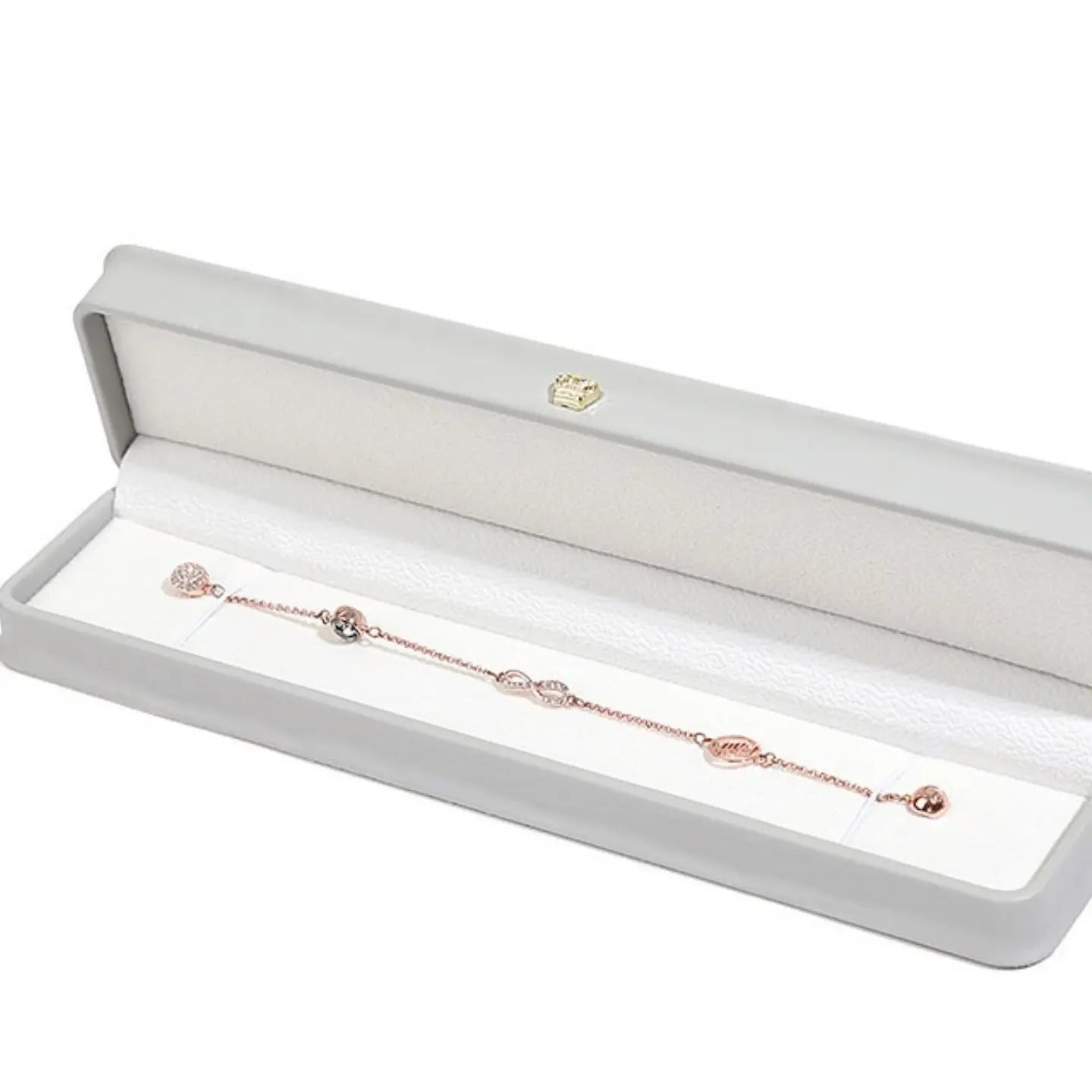 White Jewelry Box | PU Leather Crown Clasp Gift Box — 6 Sizes