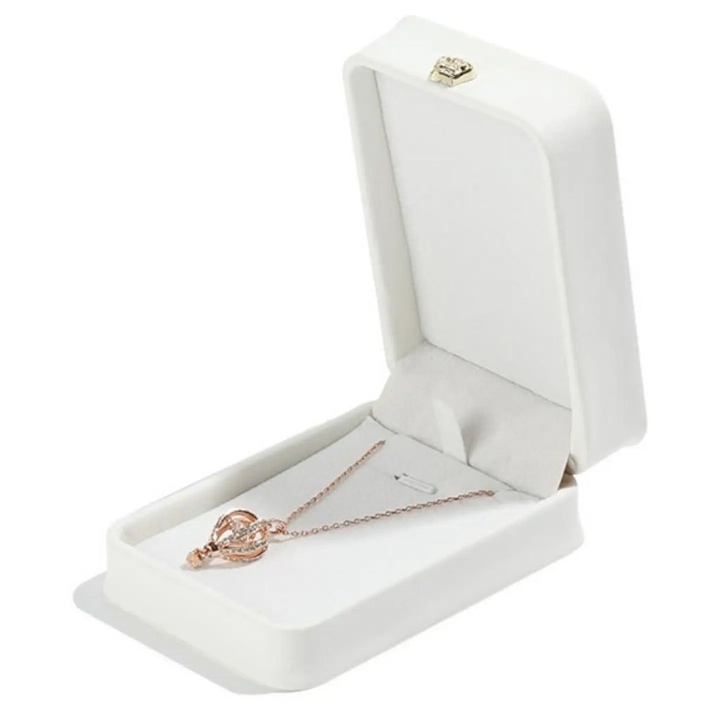 White Jewelry Box | PU Leather Crown Clasp Gift Box — 6 Sizes