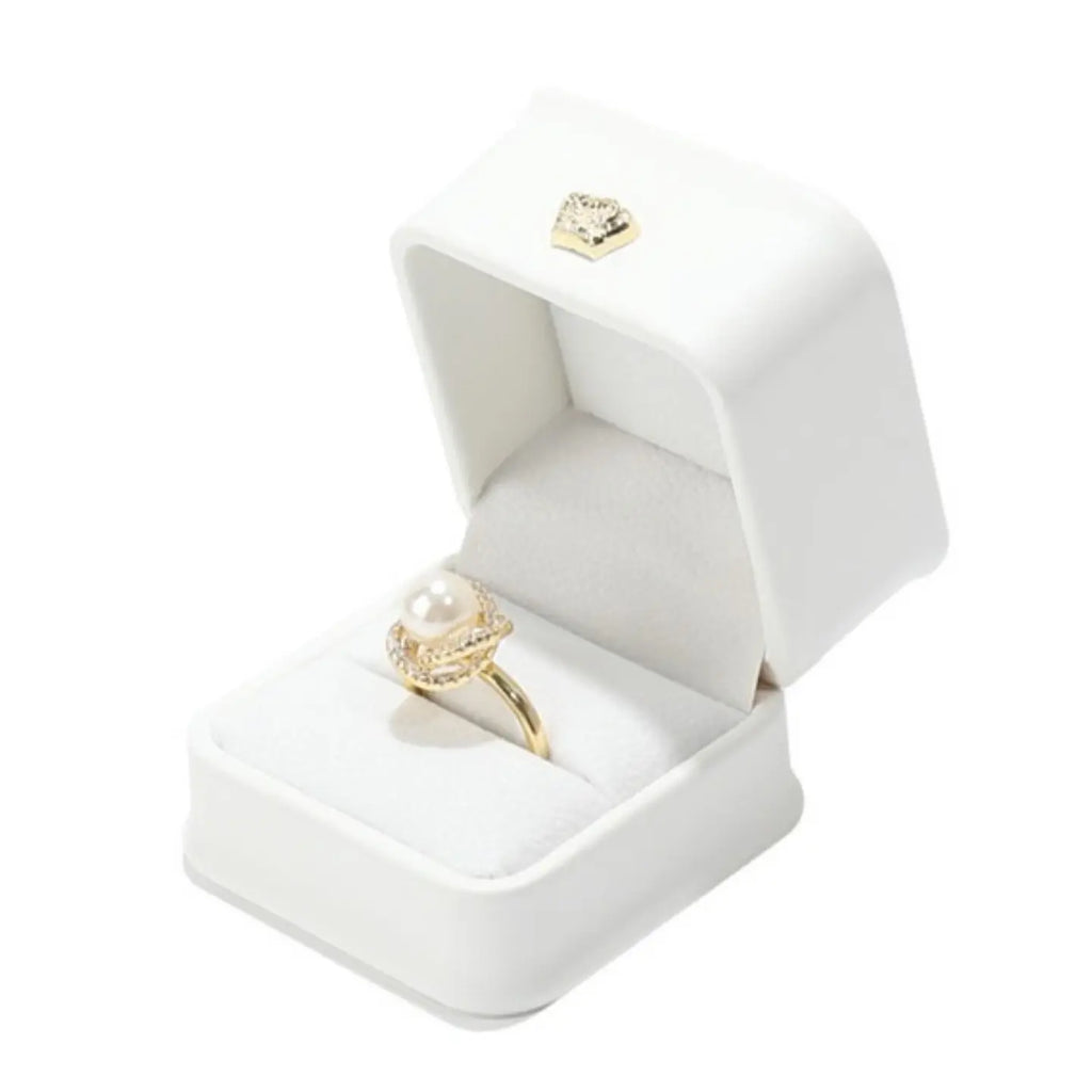 White Jewelry Box | PU Leather Crown Clasp Gift Box — 6 Sizes