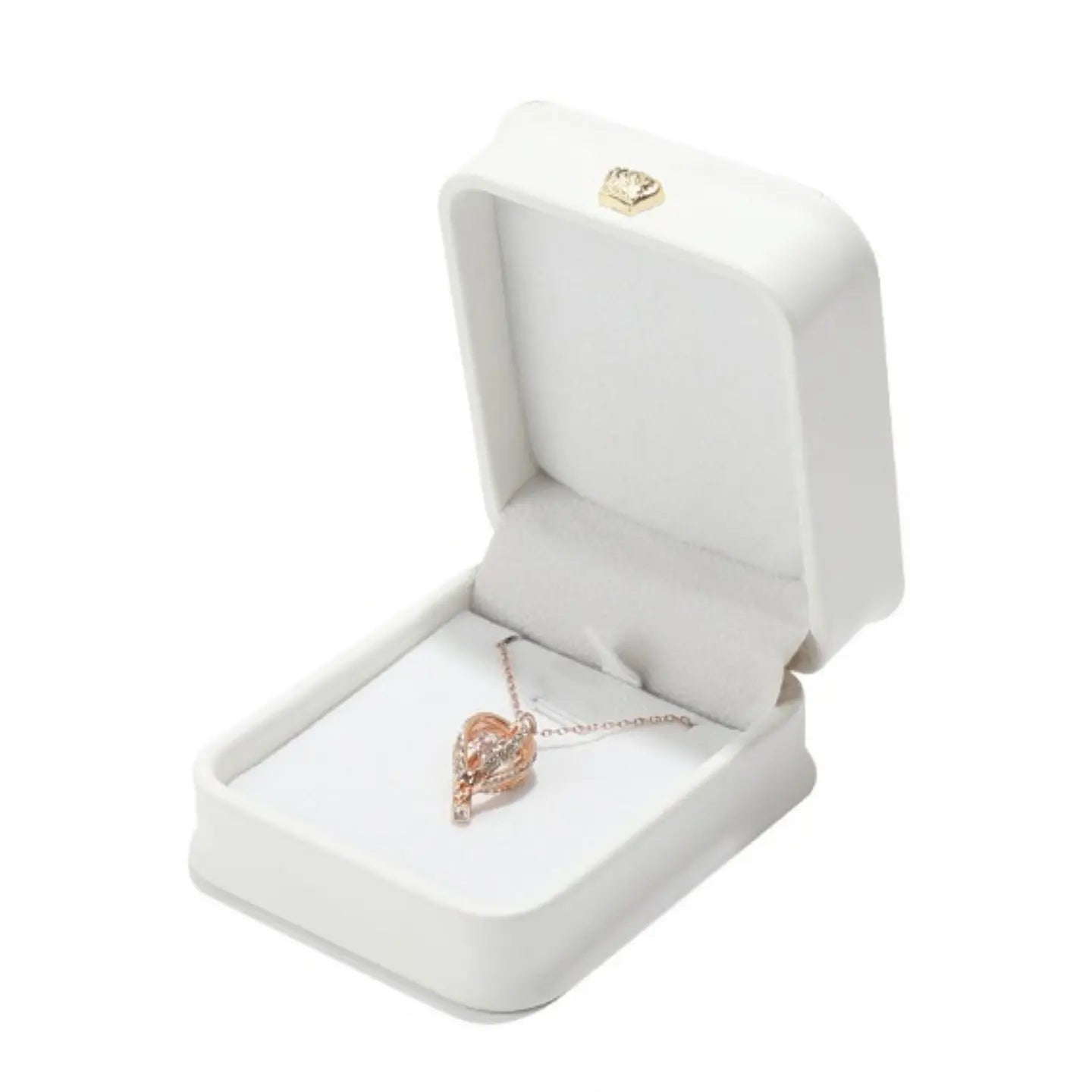 White Jewelry Box | PU Leather Crown Clasp Gift Box — 6 Sizes