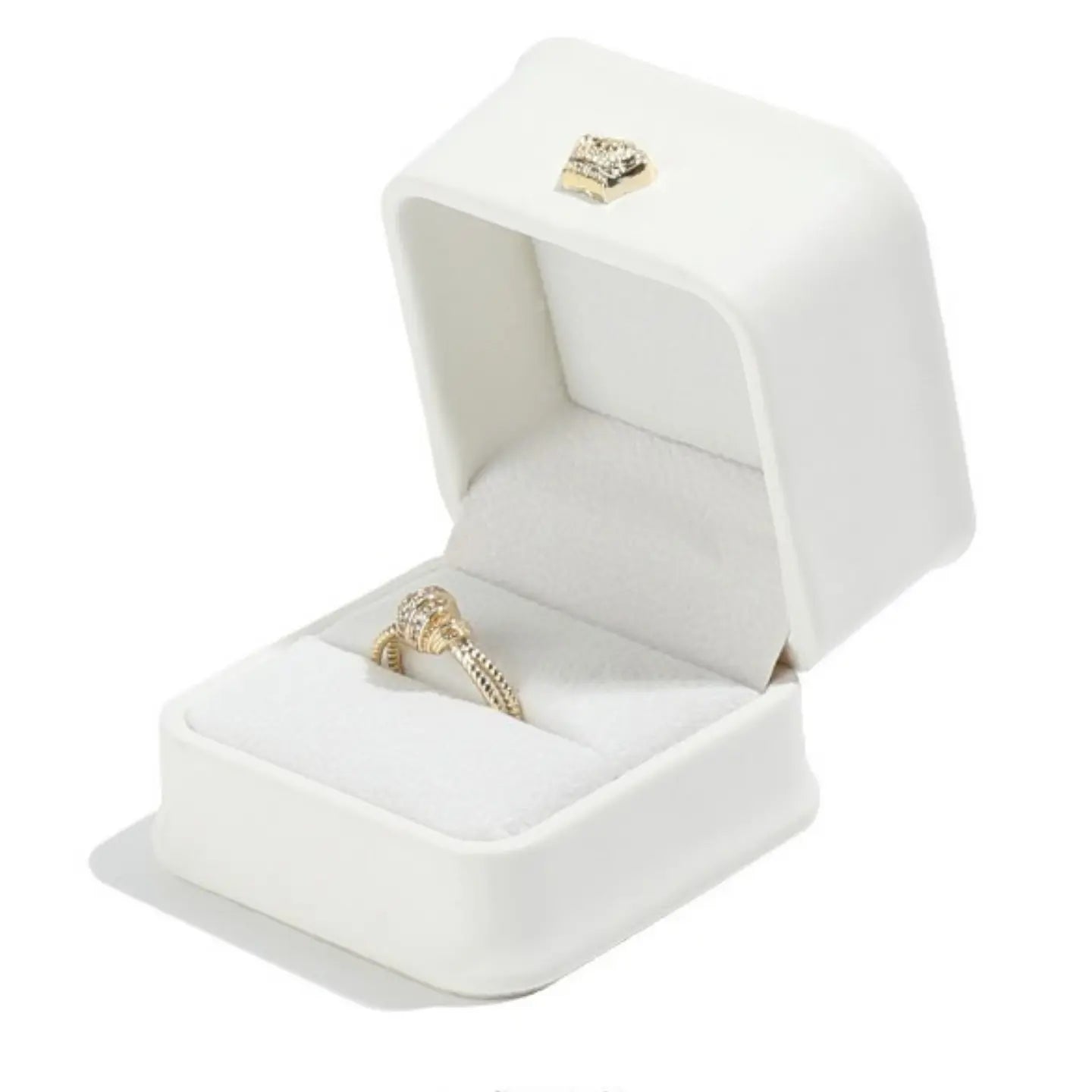 White Jewelry Box | PU Leather Crown Clasp Gift Box — 6 Sizes