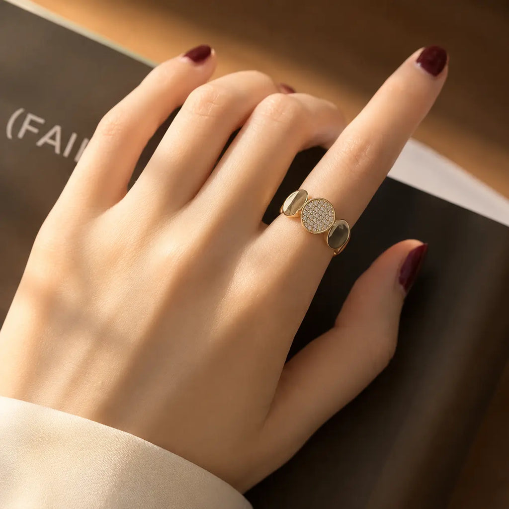 Verstellbarer Zirkonia-Ring für Frauen | Offener Ring aus Legierung